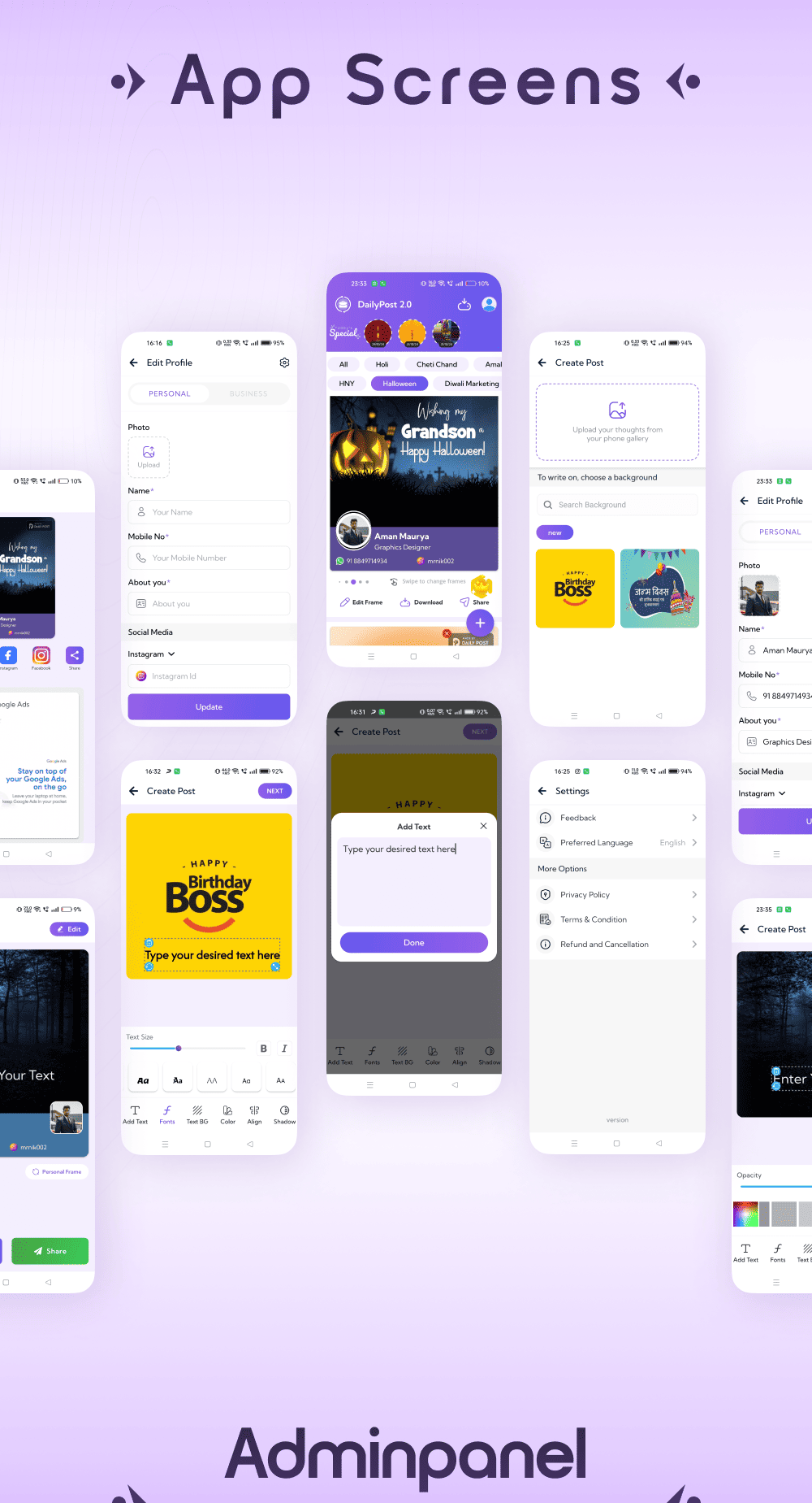 DailyPost 2.O: Poster Maker, Festival & Business, Crafto App Clon