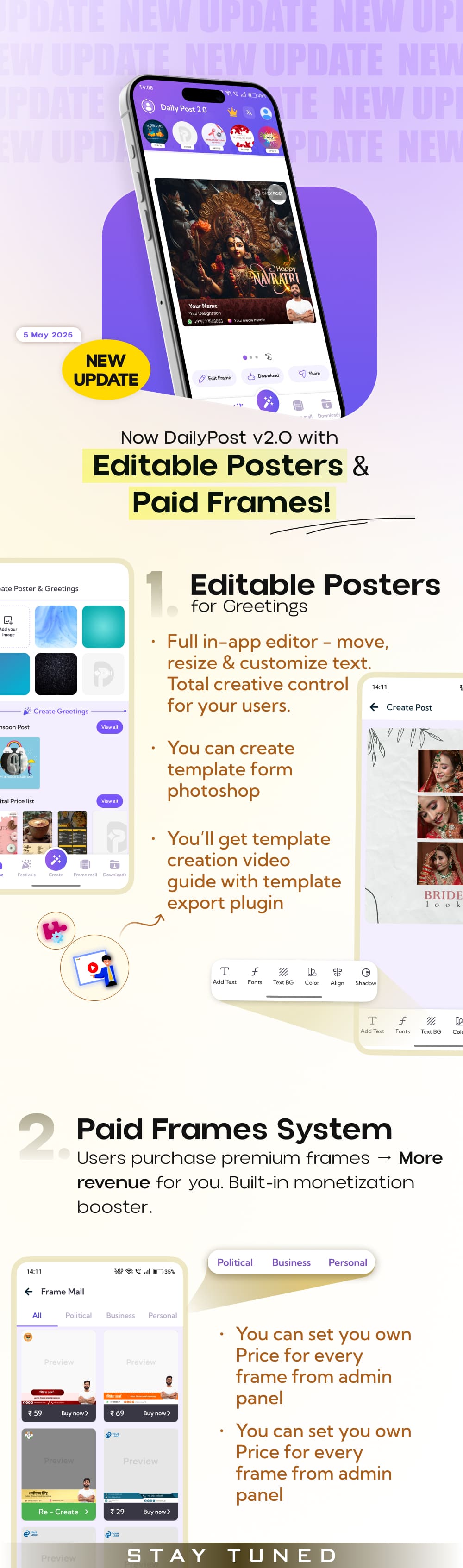 DailyPost 2.O: Poster Maker, Festival & Business, Crafto App Clon